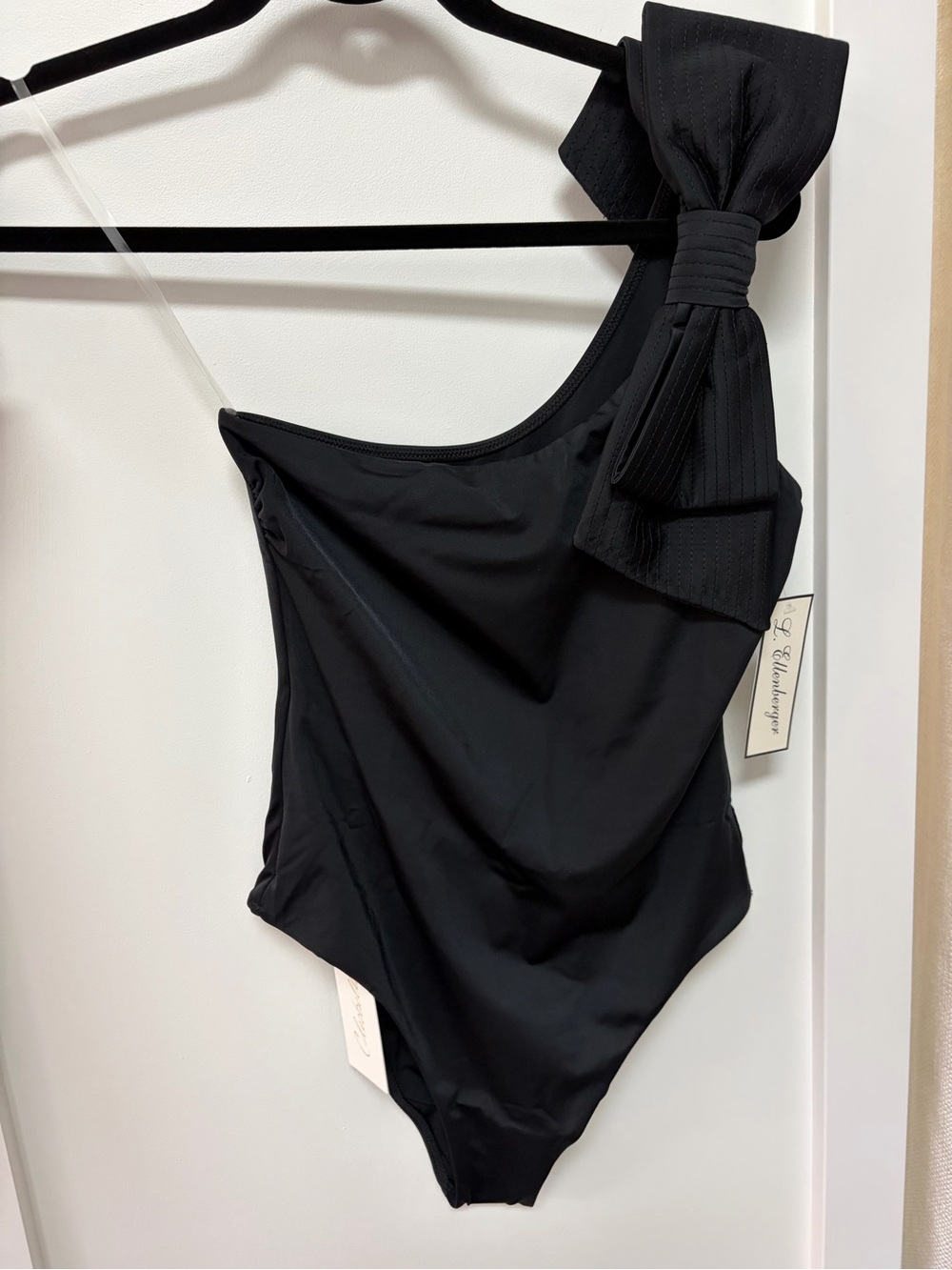 Cleobella NWT One-Shoulder Black Bow Swimsuit